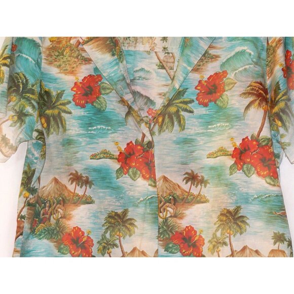 Colorful Hawaiian Print Button Up Shirt- Sz. Large - Picture 3 of 3
